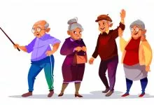 Old People Making Photo Selfie Illustration Cartoon Elderly Man Woman Smiling 33099 577