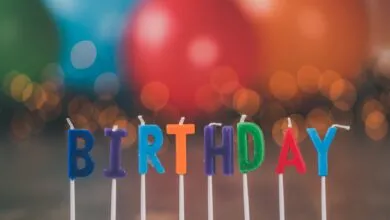 Vibrant birthday candles spelling 